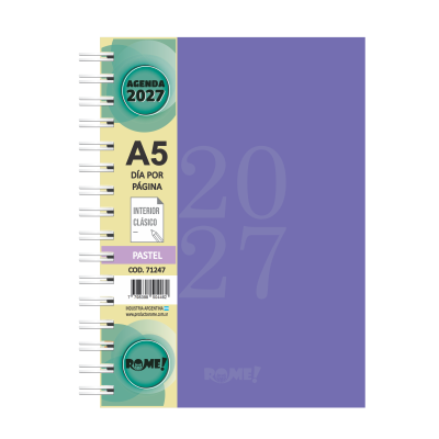 Agenda A5 diaria Pastel con espiral Rome