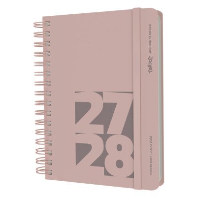 Agenda 19x25 cm semanal de 18 meses PU rosa con espiral Talbot