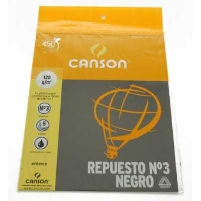 Repuesto Nº 3 dibujo negro de 120 grs x 5 hojas Canson