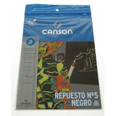 Repuesto Nº 5 dibujo negro de 120 grs x 5 hojas Canson