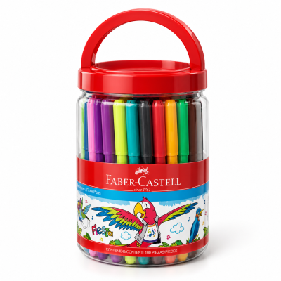Marcadores de colores Fiesta balde x100 unidades Faber-Castell