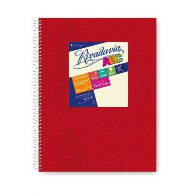 Cuaderno ABC 21x27 cm espiralado Rojo tapa vinílica x60 hojas rayado Rivadavia
