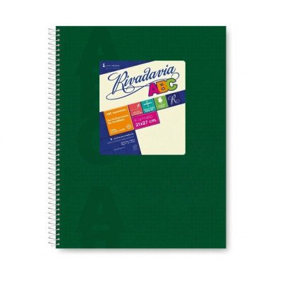 Cuaderno ABC 21x27 cm espiralado Verde tapa vinílica x60 hojas rayado Rivadavia