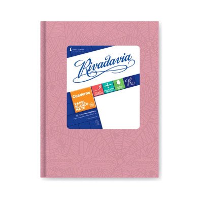 Cuaderno 16x21 cm tapa de cartón Rosa x50 hojas rayadas Rivadavia