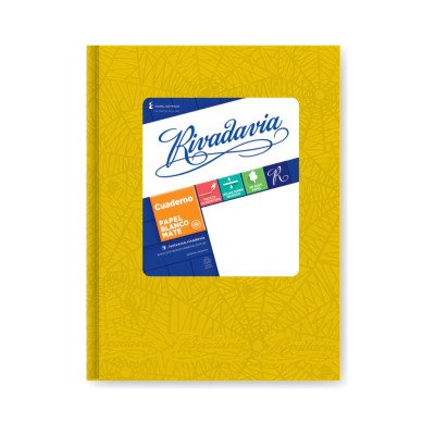 Cuaderno 16x21 cm tapa de cartón Amarillo x50 hojas rayadas Rivadavia