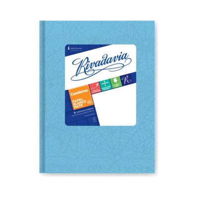 Cuaderno 16x21 cm tapa de cartón Celeste x50 hojas rayadas celeste Rivadavia