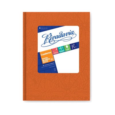 Cuaderno 16x21 cm tapa de cartón Naranja x50 hojas rayadas Rivadavia