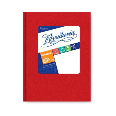 Cuaderno 16x21 cm tapa de cartón Rojo x50 hojas rayadas Rivadavia