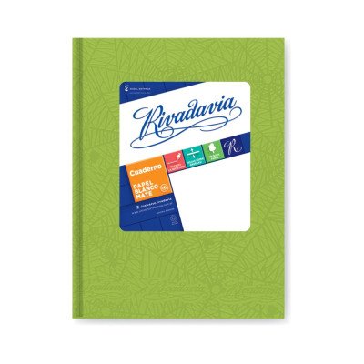 Cuaderno 16x21 cm tapa de cartón Verde manzana x50 hojas rayadas Rivadavia