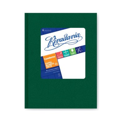 Cuaderno 16x21 cm tapa de cartón Verde x50 hojas rayadas Rivadavia
