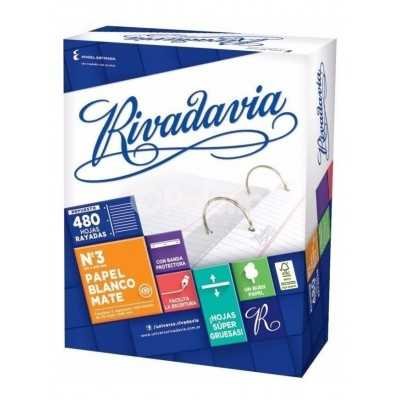 Repuesto Nº 3 margen reforzado x 480 hojas rayado Rivadavia