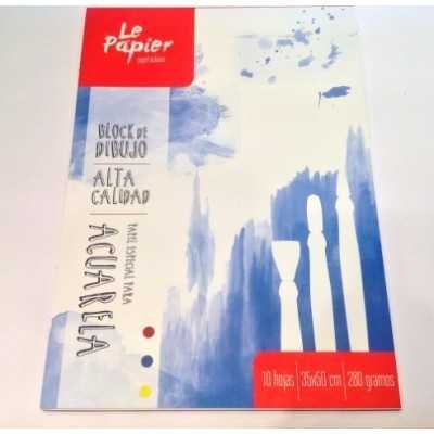 Block aquarell emblocado 35 x 50 cm - 280grs 10 hjs Le Papier