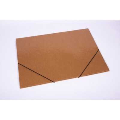 Carpeta A3 3 solapas con elastico marron plastificada